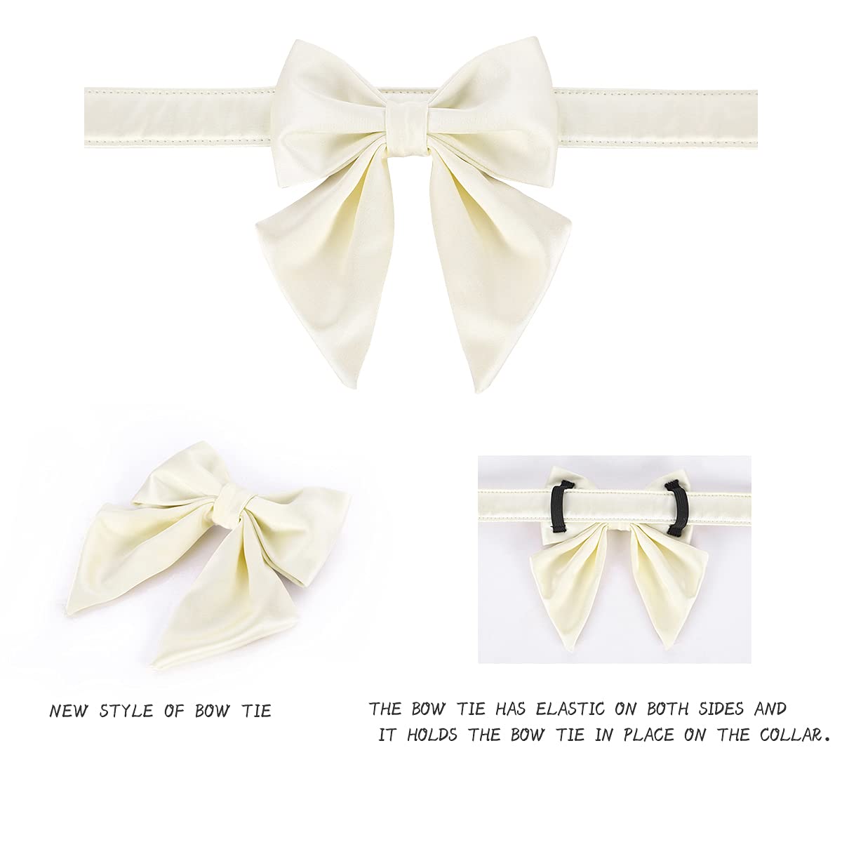 Lionet Paws Bowtie Dog Collar - Comfortable Silk Dog Collar with Detachable Bow Tie for Puppy and Cat, Neck 20-30cm