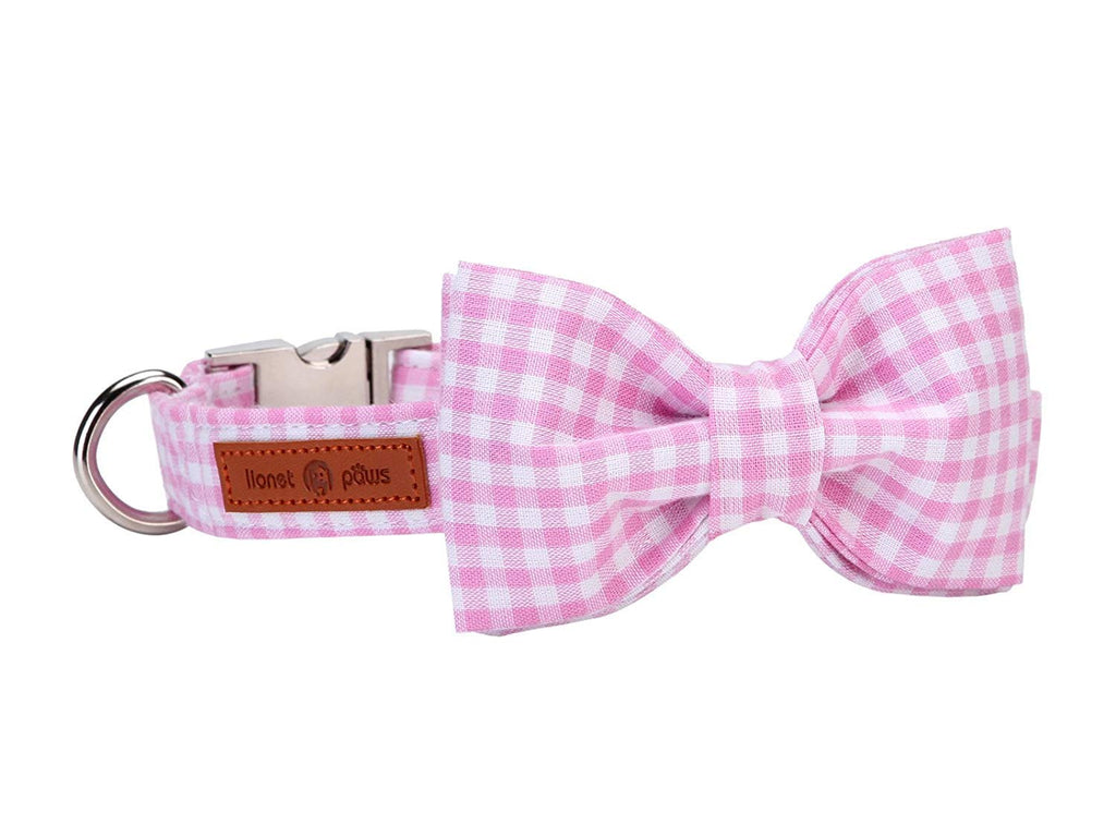 Lionet Paws Cotton Dog Collar with Bowtie, Durable Adjustable and Comfortable Collar for Small Dogs Puppies and Cats, Neck 25-40cm