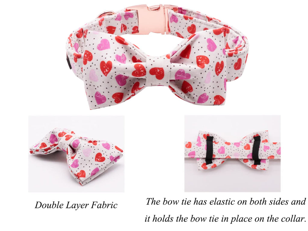 Lionet Paws Cotton Dog Collar with Bowtie, Durable Adjustable and Comfortable Collar for Small Dogs Puppies and Cats, Neck 25-40cm