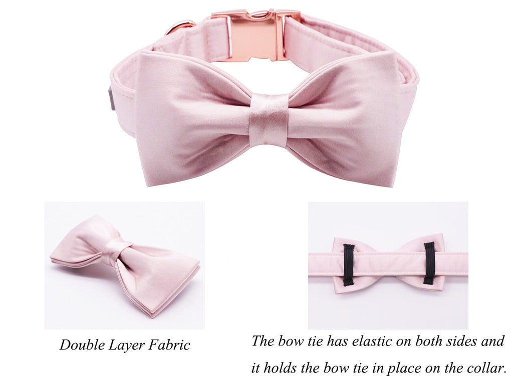 Lionet Paws Bowtie Dog Collar - Comfortable Silk Dog Collar with Detachable Bow Tie for Puppy and Cat, Neck 20-30cm