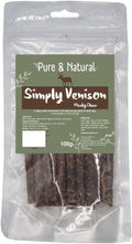 Pure & Natural Deer Meaty Sticks - 100% Natural Dog Treats, Venison Chews for Hypoallergenic, Grain-Free Snack for Medium Dogs - 100g Bag