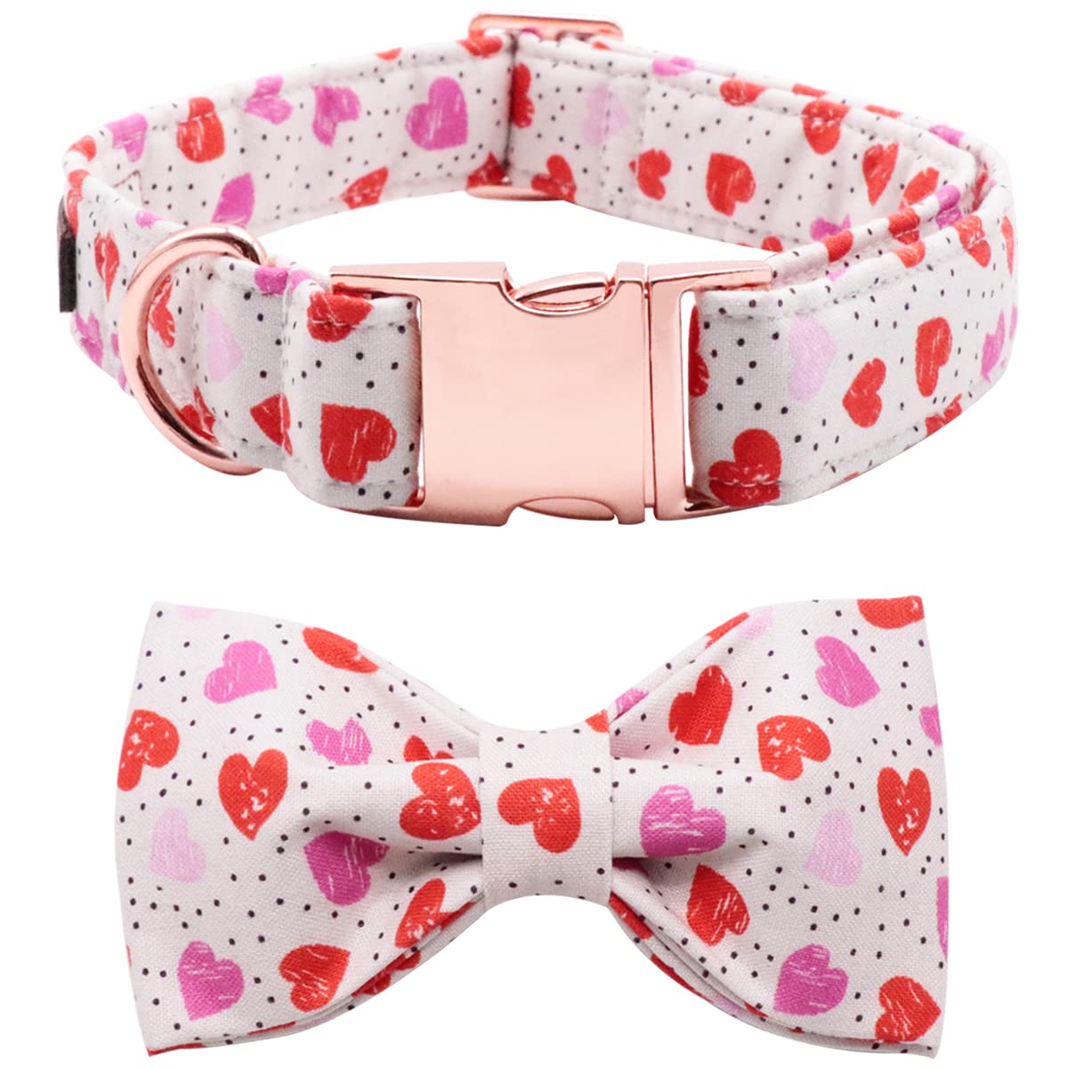 Lionet Paws Cotton Dog Collar with Bowtie, Durable Adjustable and Comfortable Collar for Small Dogs Puppies and Cats, Neck 25-40cm