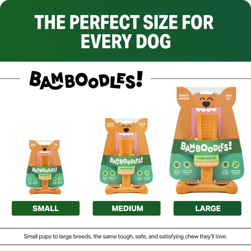 Bamboodles T-Bone Dog Chew Toy – Small | Chicken Flavour | Long Lasting Chew toy for Small Dogs | Durable Chew Toy to Satisfy Chewing Instincts