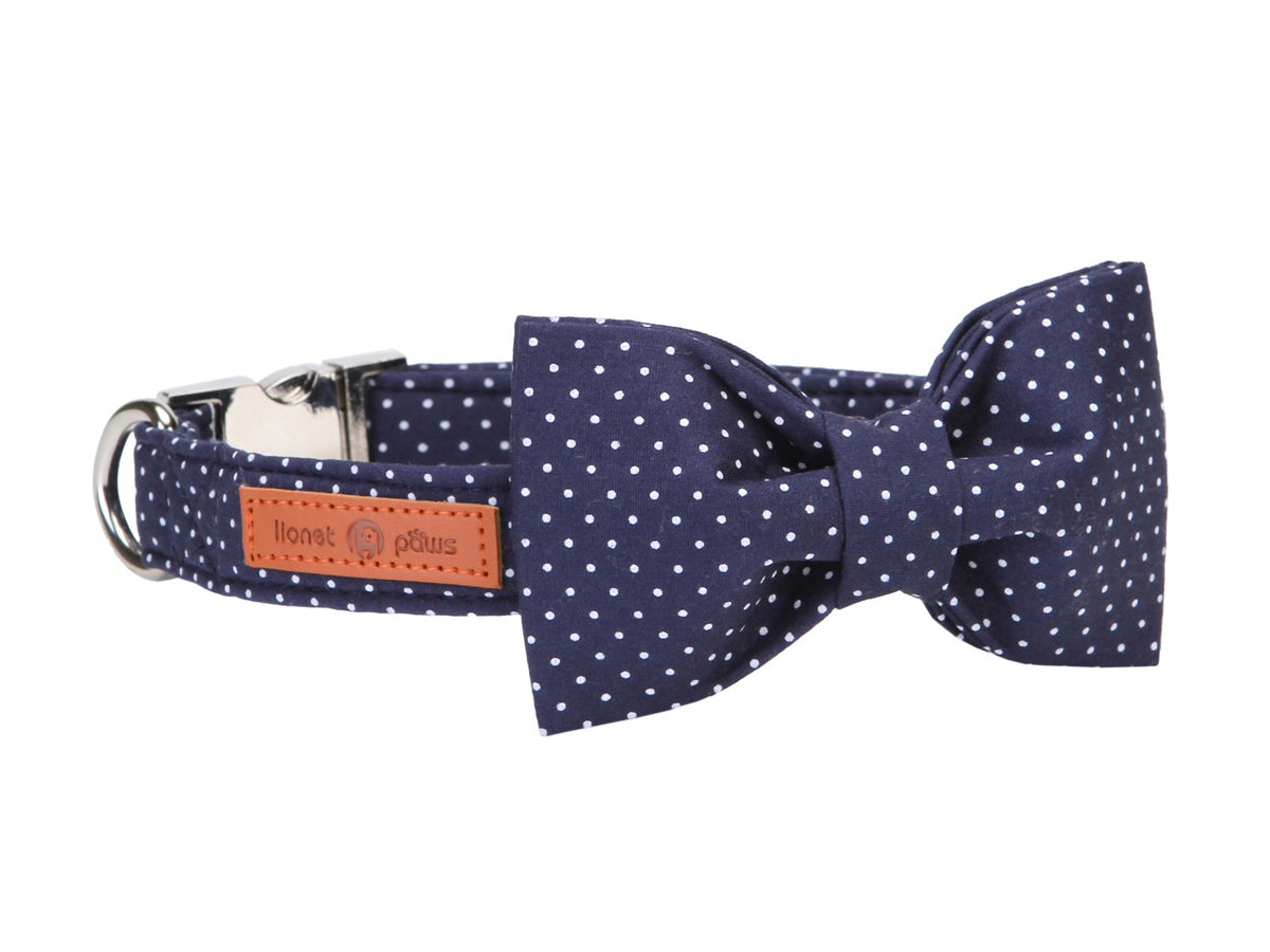 Lionet Paws Cotton Dog Collar with Bowtie, Durable Adjustable and Comfortable Collar for Small Dogs Puppies and Cats, Neck 25-40cm