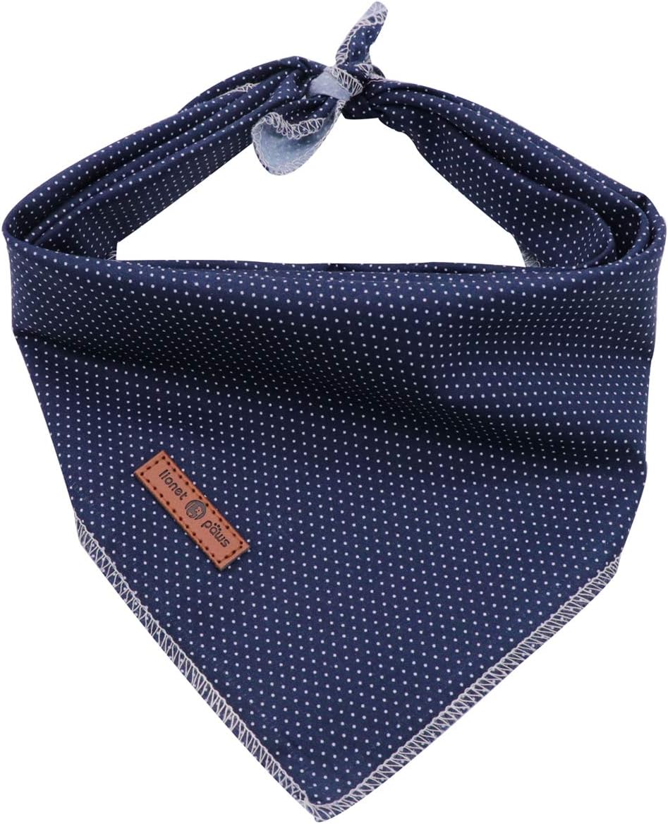 Lionet Paws Dog Bandana for Small Medium Large Dogs, Cat Dog Kerchief Dog Triangle Bibs Scarf for Girl or Boy Blue Dot