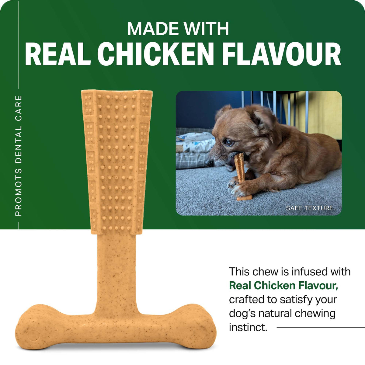 Bamboodles T-Bone Dog Chew Toy – Small | Chicken Flavour | Long Lasting Chew toy for Small Dogs | Durable Chew Toy to Satisfy Chewing Instincts
