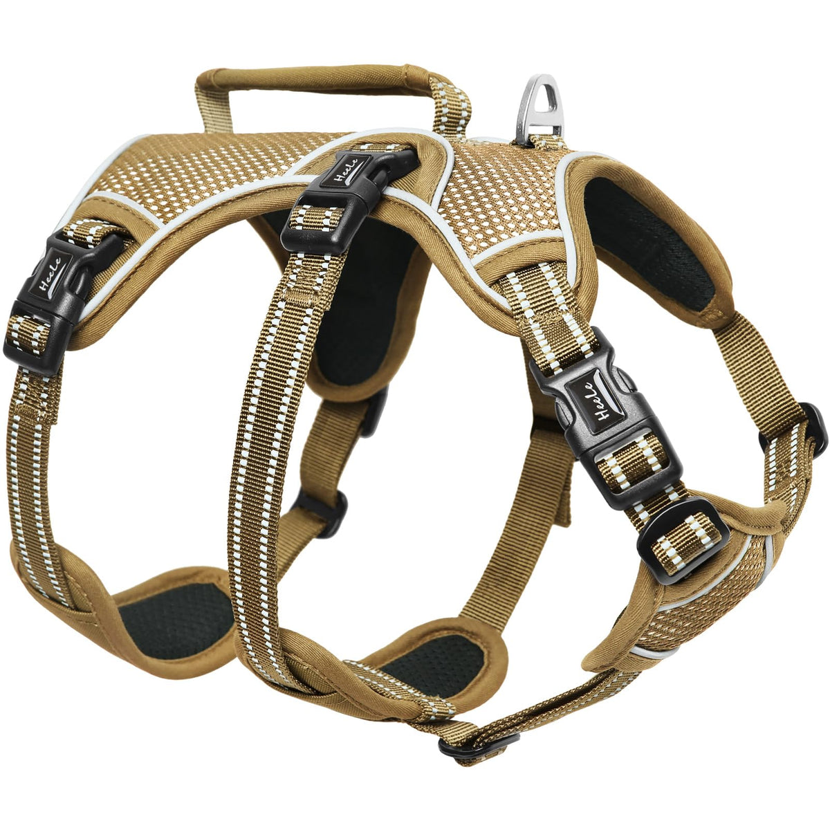 HEELE Dog Harness Escape Proof, Release on Neck, No Pull Reflective Adjustable Vest with Durable Handle, Vest Harness for Outdoor Training Walking, Harness for Medium/Active Dogs, Green, M