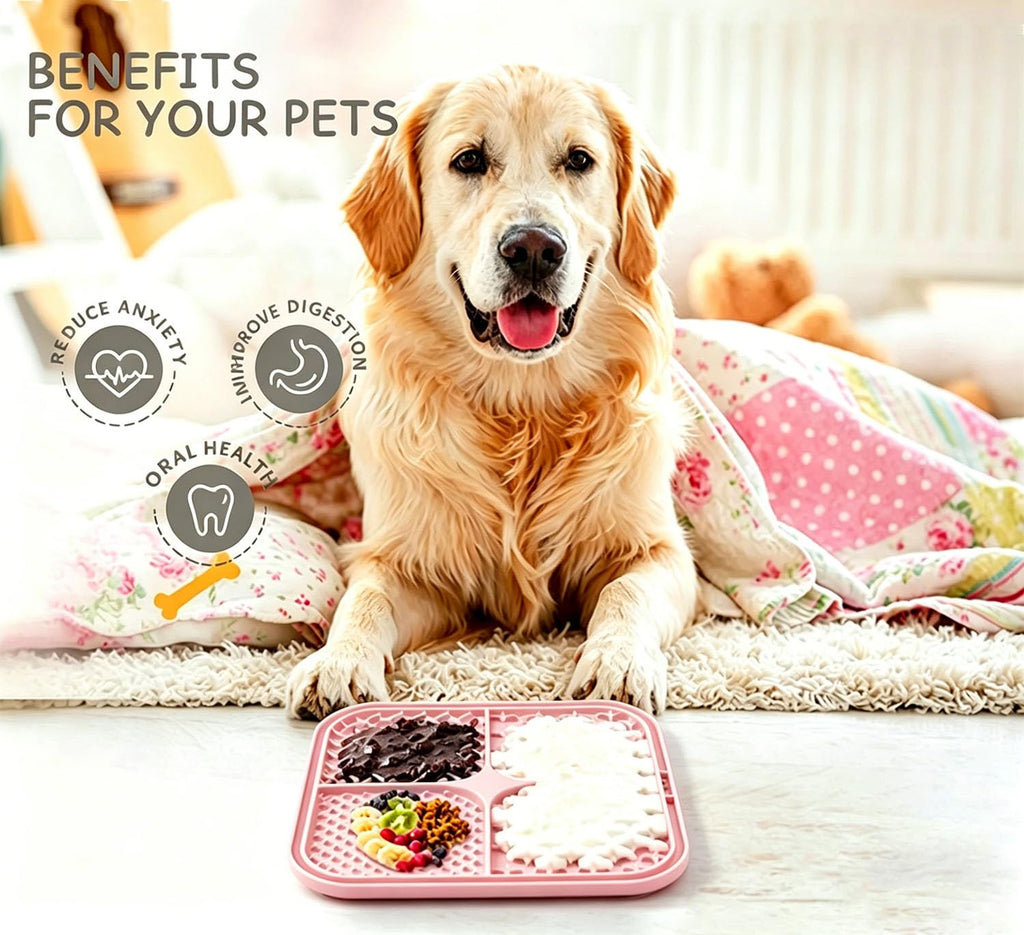 Licking Mat for Dogs & Cats with Suction Cups, 1 Pack Square Silicone Dog Slow Feeder Lick Pat for Anxiety Relief, Dog Toys to Keep Them Busy, Pets Bathing Training Grooming Mat 20 * 20cm