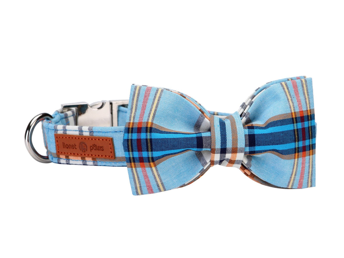 Lionet Paws Cotton Dog Collar with Bowtie, Durable Adjustable and Comfortable Collar for Small Dogs Puppies and Cats, Neck 25-40cm