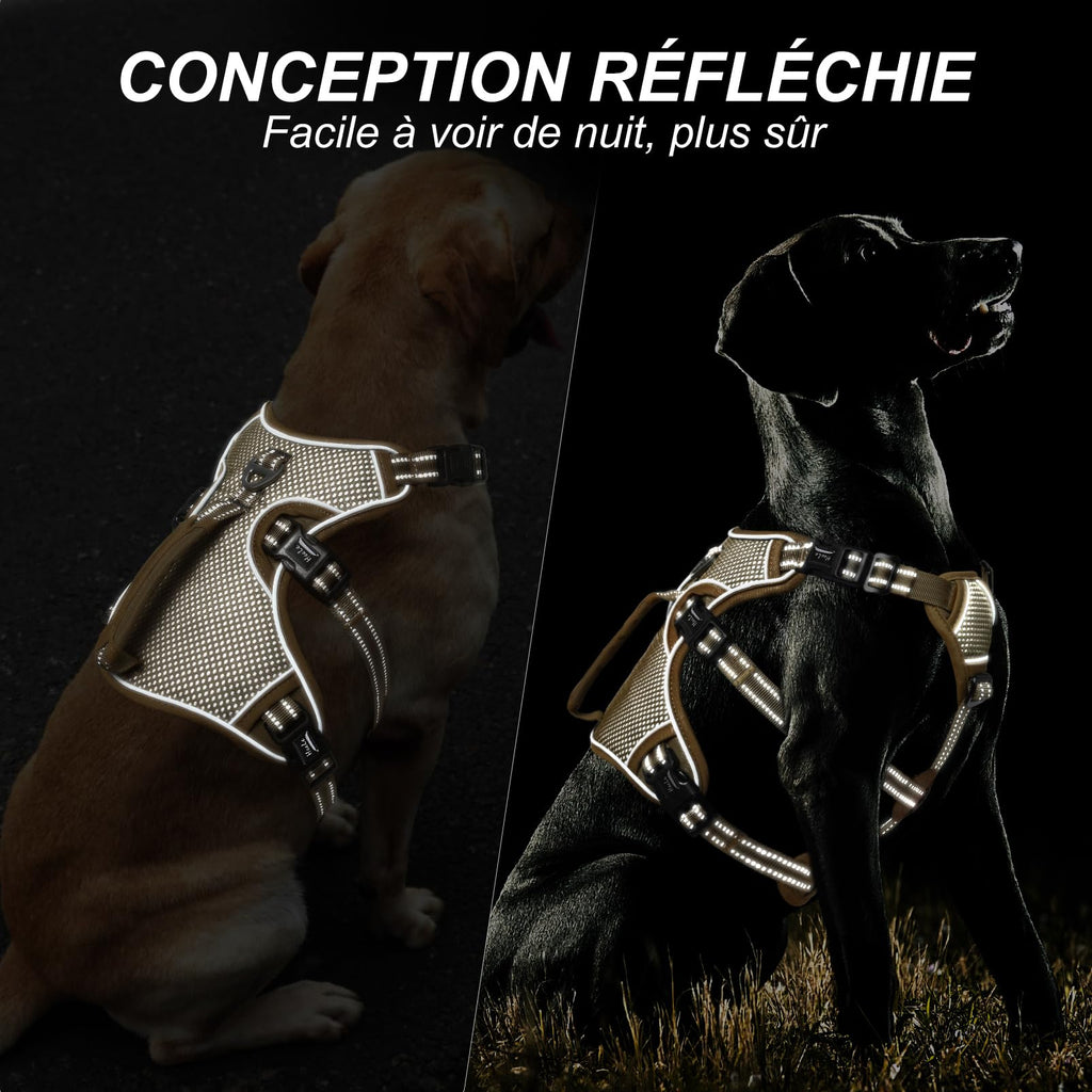 HEELE Dog Harness Escape Proof, Release on Neck, No Pull Reflective Adjustable Vest with Durable Handle, Vest Harness for Outdoor Training Walking, Harness for Medium/Active Dogs, Green, M