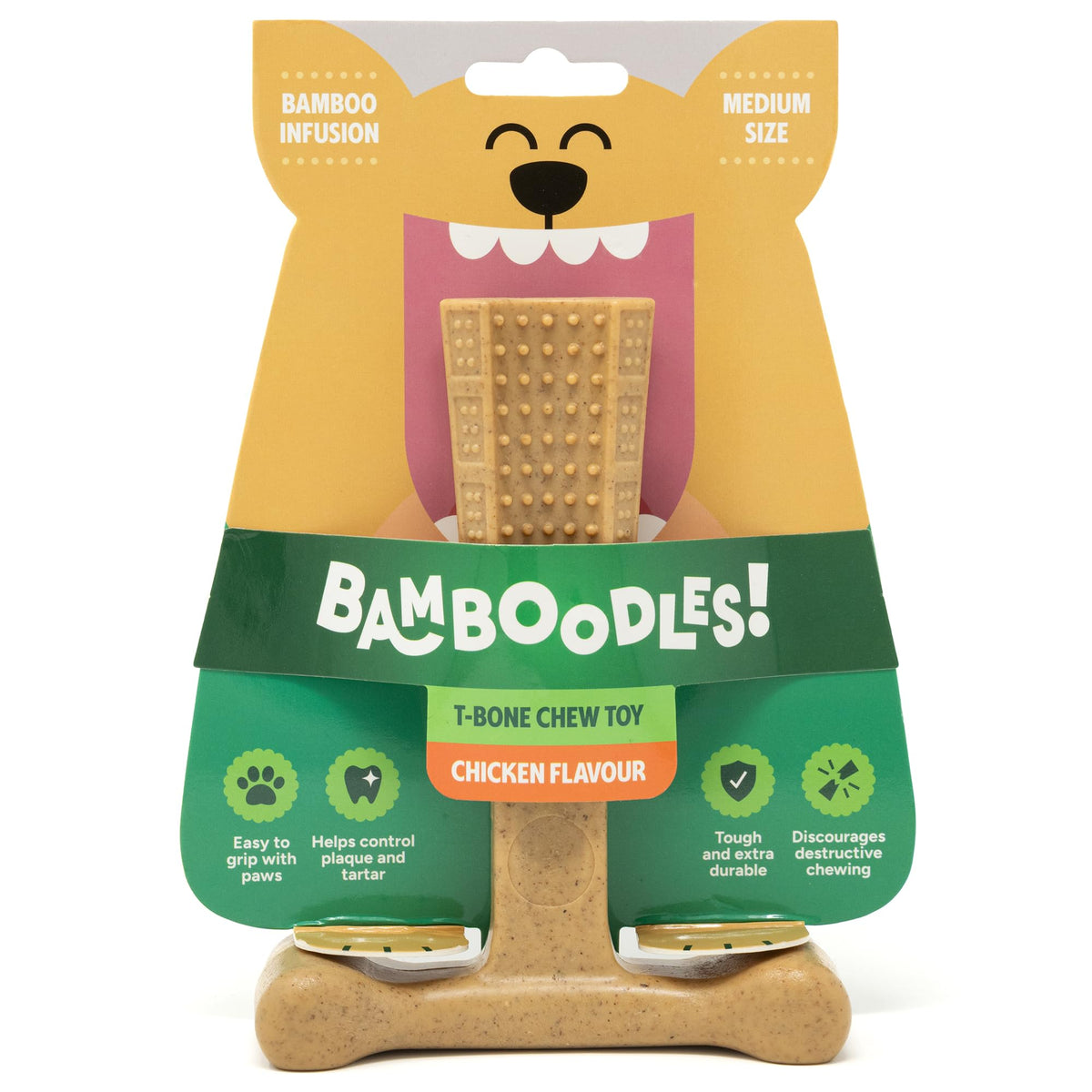 Bamboodles T-Bone Dog Chew Toy – Small | Chicken Flavour | Long Lasting Chew toy for Small Dogs | Durable Chew Toy to Satisfy Chewing Instincts