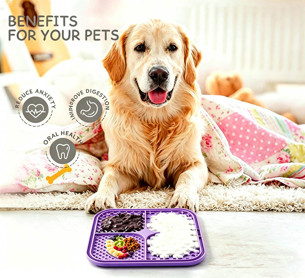 Licking Mat for Dogs & Cats with Suction Cups, 1 Pack Square Silicone Dog Slow Feeder Lick Pat for Anxiety Relief, Dog Toys to Keep Them Busy, Pets Bathing Training Grooming Mat 20 * 20cm