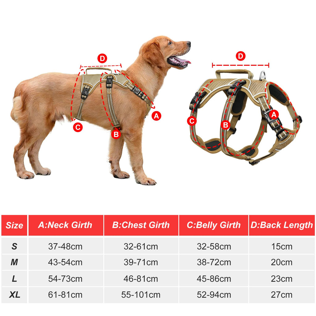 HEELE Dog Harness Escape Proof, Release on Neck, No Pull Reflective Adjustable Vest with Durable Handle, Vest Harness for Outdoor Training Walking, Harness for Medium/Active Dogs, Green, M
