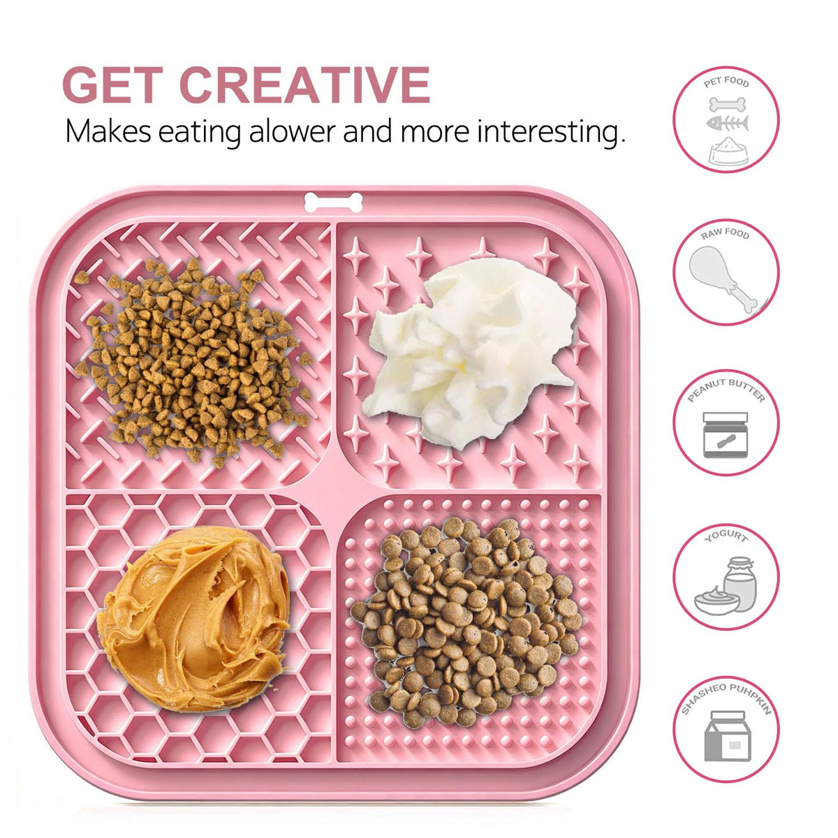 Licking Mat for Dogs & Cats with Suction Cups, 1 Pack Square Silicone Dog Slow Feeder Lick Pat for Anxiety Relief, Dog Toys to Keep Them Busy, Pets Bathing Training Grooming Mat 20 * 20cm