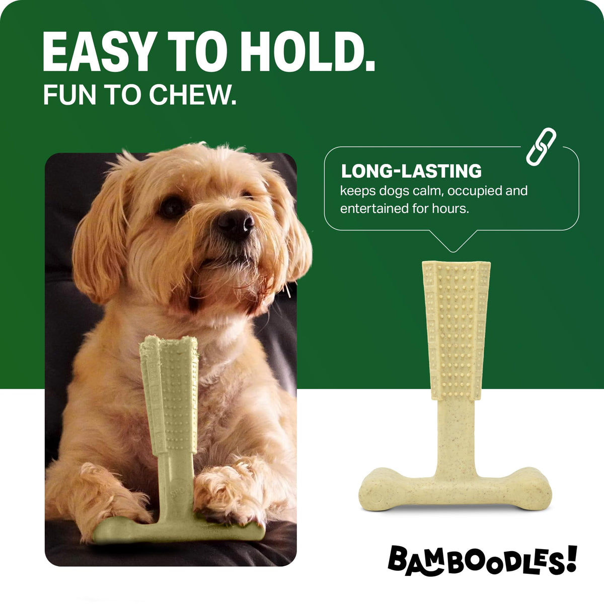 Bamboodles T-Bone Dog Chew Toy – Small | Chicken Flavour | Long Lasting Chew toy for Small Dogs | Durable Chew Toy to Satisfy Chewing Instincts