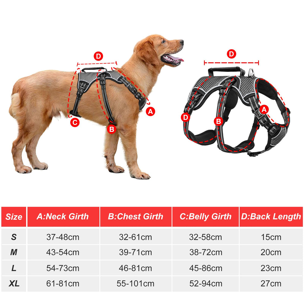 HEELE Dog Harness Escape Proof, Release on Neck, No Pull Reflective Adjustable Vest with Durable Handle, Vest Harness for Outdoor Training Walking, Harness for Medium/Active Dogs, Green, M