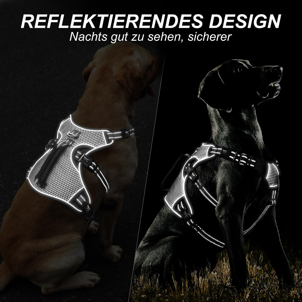 HEELE Dog Harness Escape Proof, Release on Neck, No Pull Reflective Adjustable Vest with Durable Handle, Vest Harness for Outdoor Training Walking, Harness for Medium/Active Dogs, Green, M
