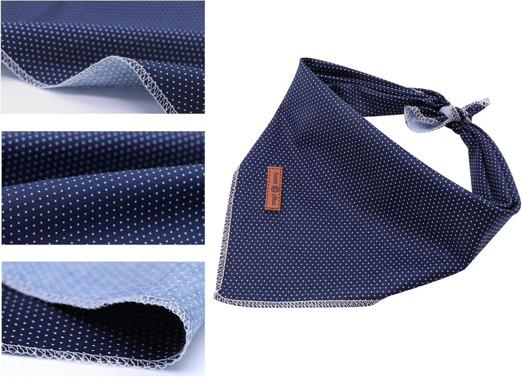 Lionet Paws Dog Bandana for Small Medium Large Dogs, Cat Dog Kerchief Dog Triangle Bibs Scarf for Girl or Boy Blue Dot