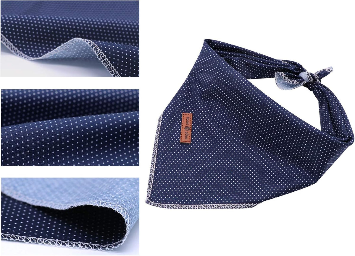 Lionet Paws Dog Bandana for Small Medium Large Dogs, Cat Dog Kerchief Dog Triangle Bibs Scarf for Girl or Boy Blue Dot