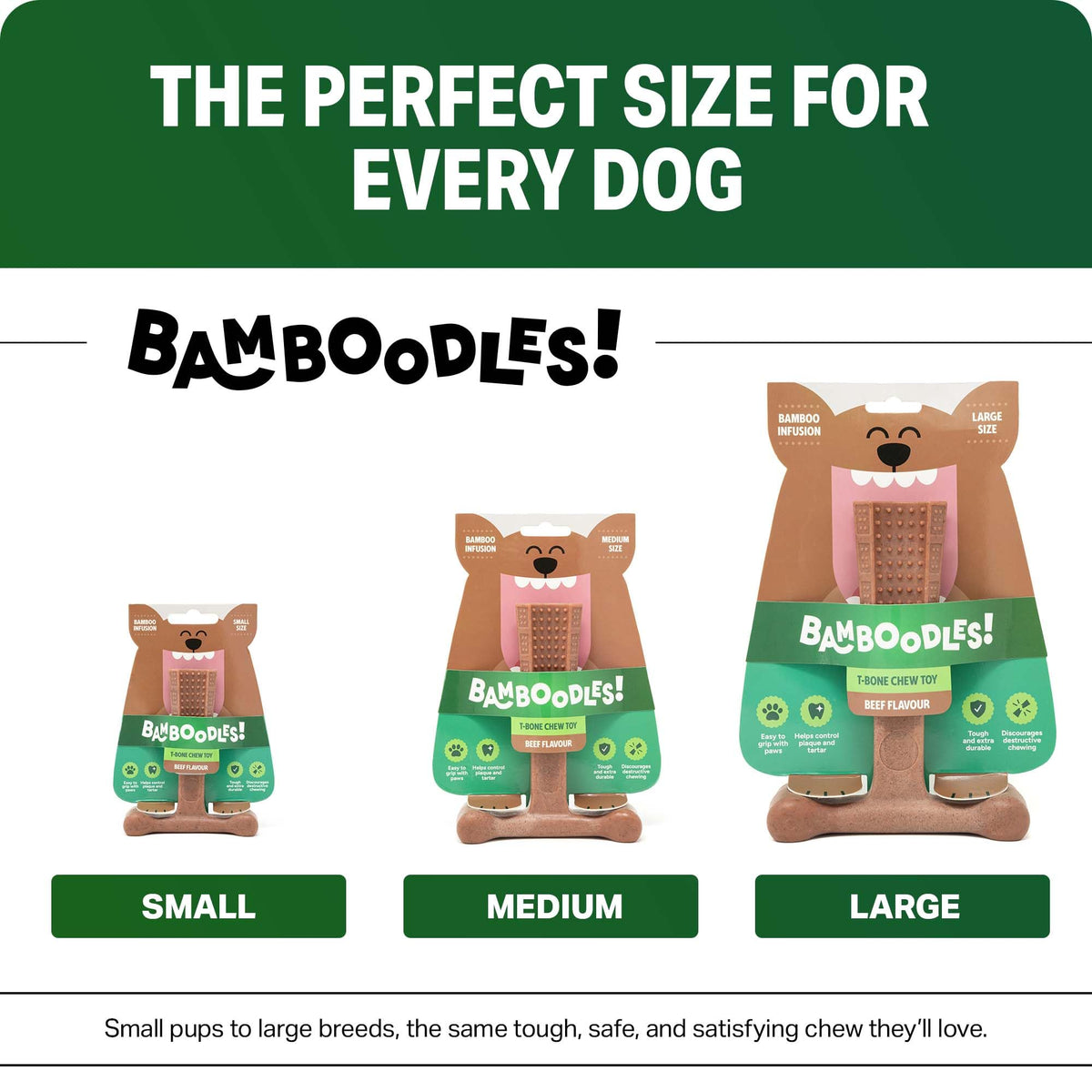 Bamboodles T-Bone Dog Chew Toy – Small | Chicken Flavour | Long Lasting Chew toy for Small Dogs | Durable Chew Toy to Satisfy Chewing Instincts