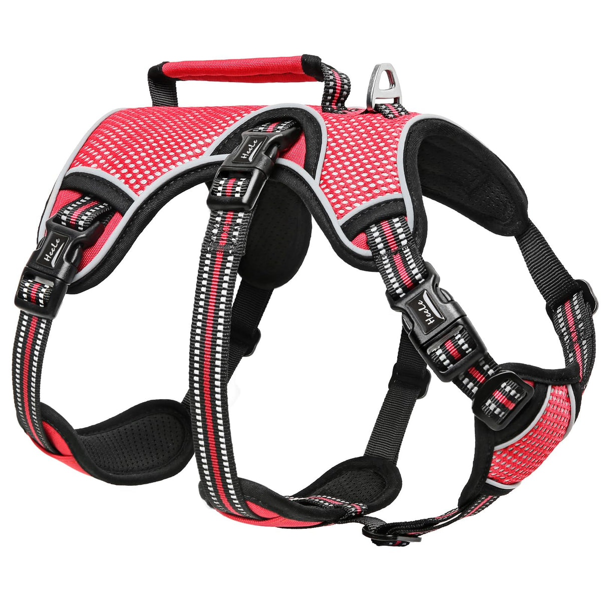 HEELE Dog Harness Escape Proof, Release on Neck, No Pull Reflective Adjustable Vest with Durable Handle, Vest Harness for Outdoor Training Walking, Harness for Medium/Active Dogs, Green, M