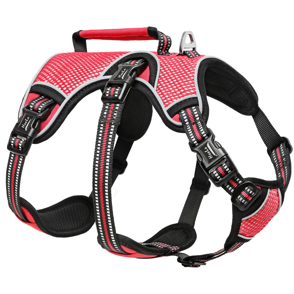 HEELE Dog Harness Escape Proof, Release on Neck, No Pull Reflective Adjustable Vest with Durable Handle, Vest Harness for Outdoor Training Walking, Harness for Medium/Active Dogs, Green, M