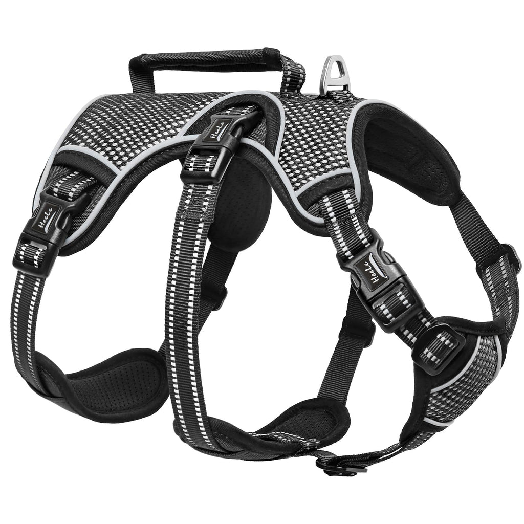 HEELE Dog Harness Escape Proof, Release on Neck, No Pull Reflective Adjustable Vest with Durable Handle, Vest Harness for Outdoor Training Walking, Harness for Medium/Active Dogs, Green, M