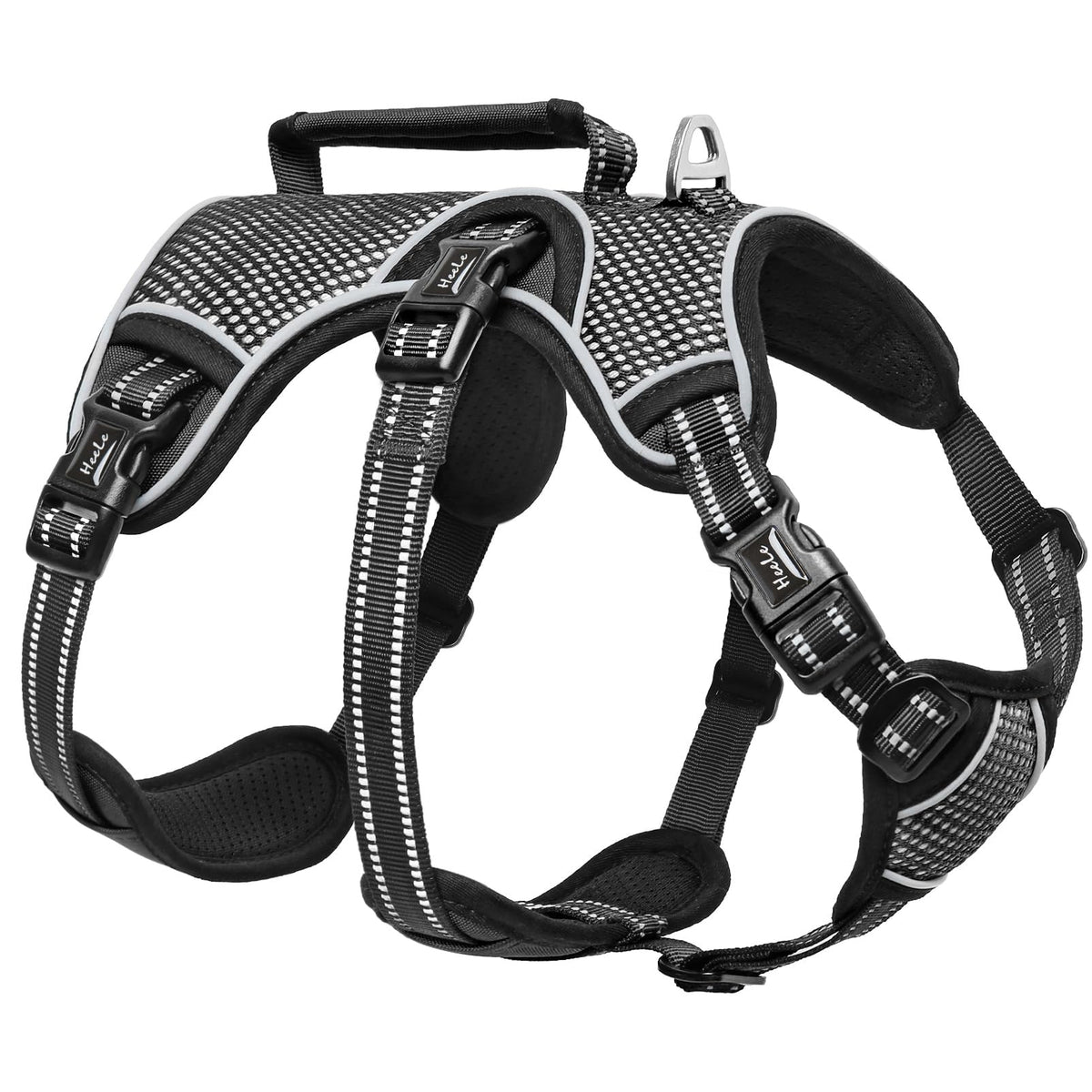 HEELE Dog Harness Escape Proof, Release on Neck, No Pull Reflective Adjustable Vest with Durable Handle, Vest Harness for Outdoor Training Walking, Harness for Medium/Active Dogs, Green, M