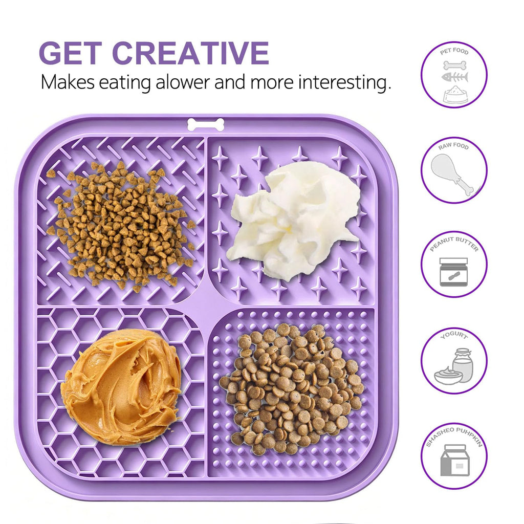 Licking Mat for Dogs & Cats with Suction Cups, 1 Pack Square Silicone Dog Slow Feeder Lick Pat for Anxiety Relief, Dog Toys to Keep Them Busy, Pets Bathing Training Grooming Mat 20 * 20cm
