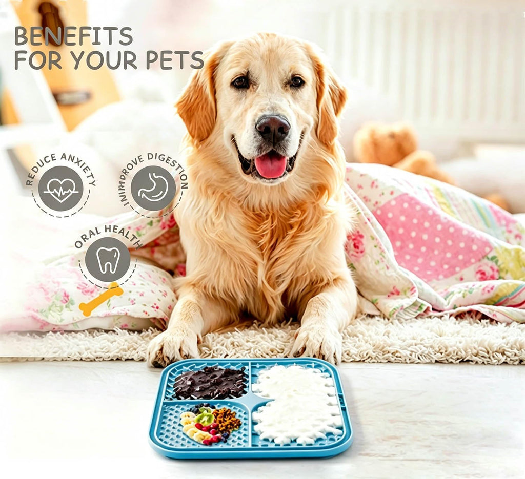 Licking Mat for Dogs & Cats with Suction Cups, 1 Pack Square Silicone Dog Slow Feeder Lick Pat for Anxiety Relief, Dog Toys to Keep Them Busy, Pets Bathing Training Grooming Mat 20 * 20cm