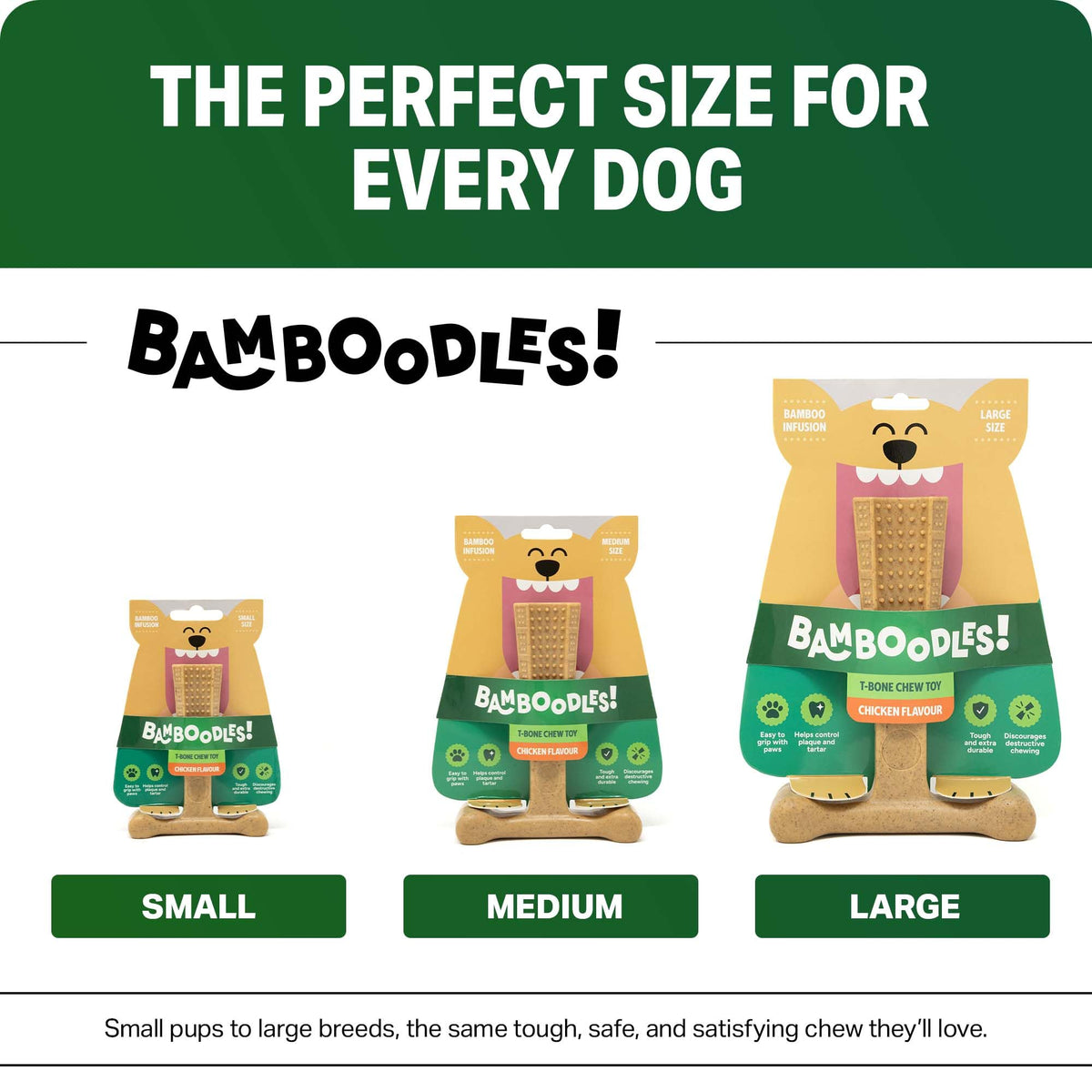 Bamboodles T-Bone Dog Chew Toy – Small | Chicken Flavour | Long Lasting Chew toy for Small Dogs | Durable Chew Toy to Satisfy Chewing Instincts