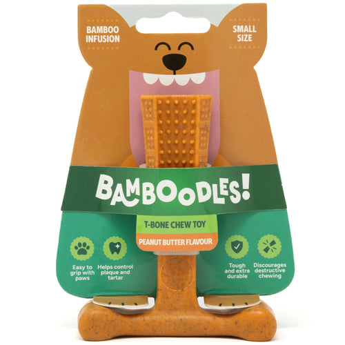 Bamboodles T-Bone Dog Chew Toy – Small | Chicken Flavour | Long Lasting Chew toy for Small Dogs | Durable Chew Toy to Satisfy Chewing Instincts