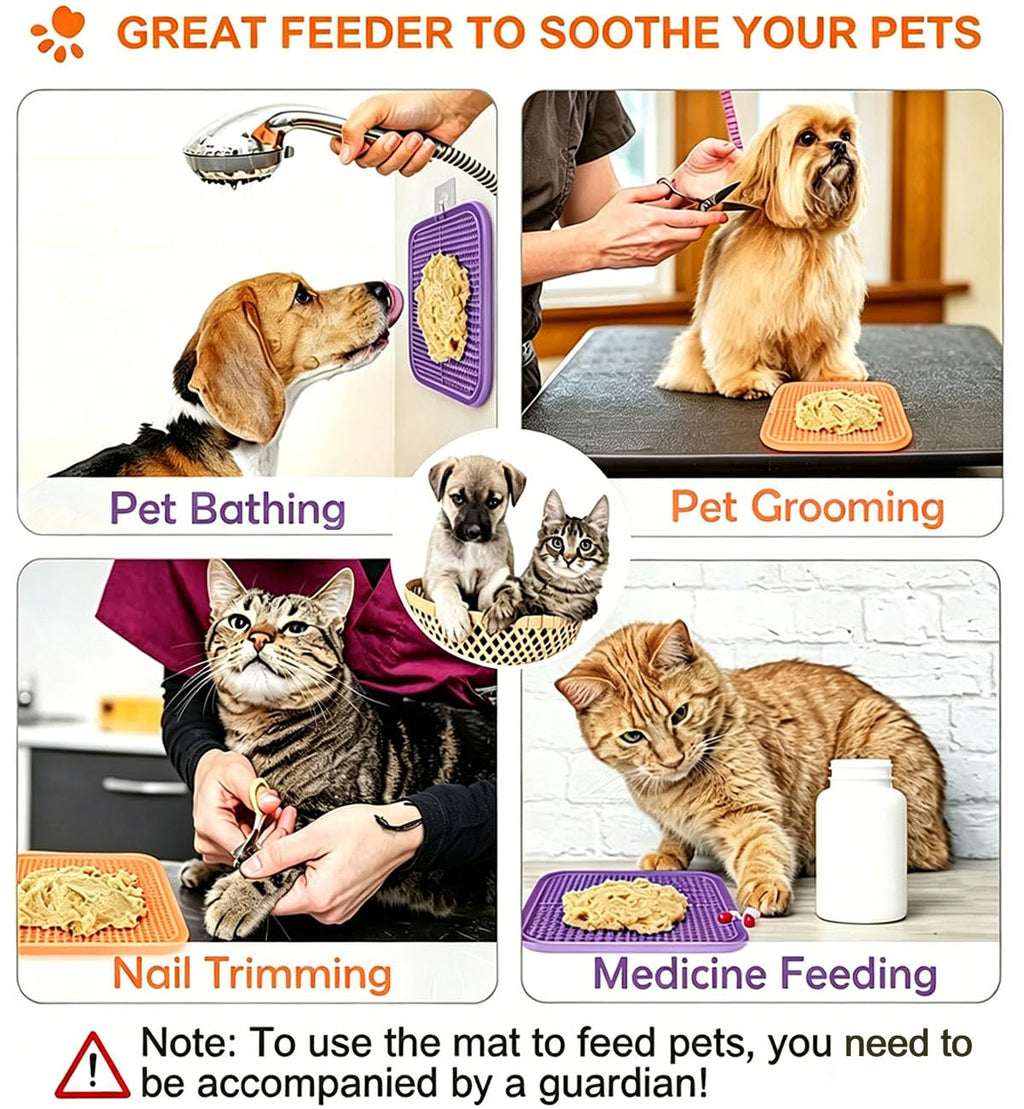 Licking Mat for Dogs & Cats with Suction Cups, 1 Pack Square Silicone Dog Slow Feeder Lick Pat for Anxiety Relief, Dog Toys to Keep Them Busy, Pets Bathing Training Grooming Mat 20 * 20cm