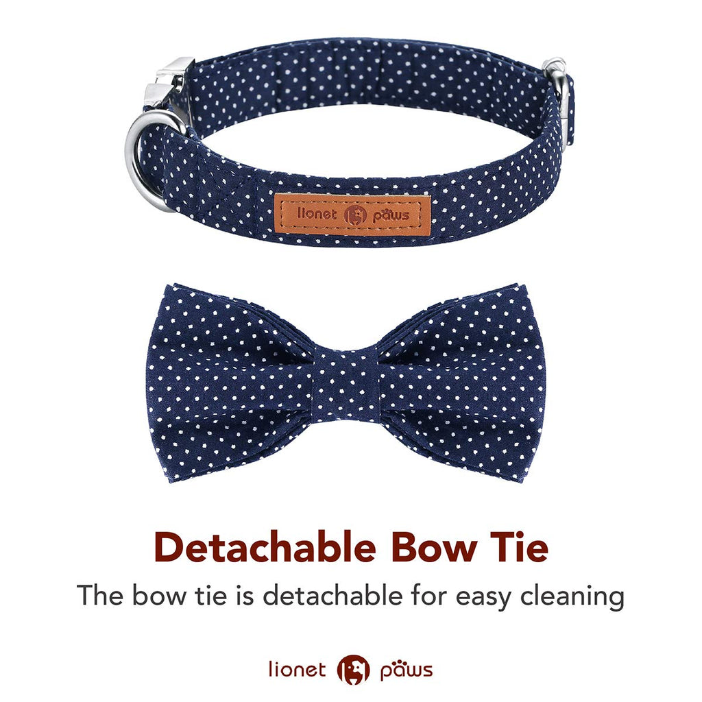 Lionet Paws Cotton Dog Collar with Bowtie, Durable Adjustable and Comfortable Collar for Small Dogs Puppies and Cats, Neck 25-40cm
