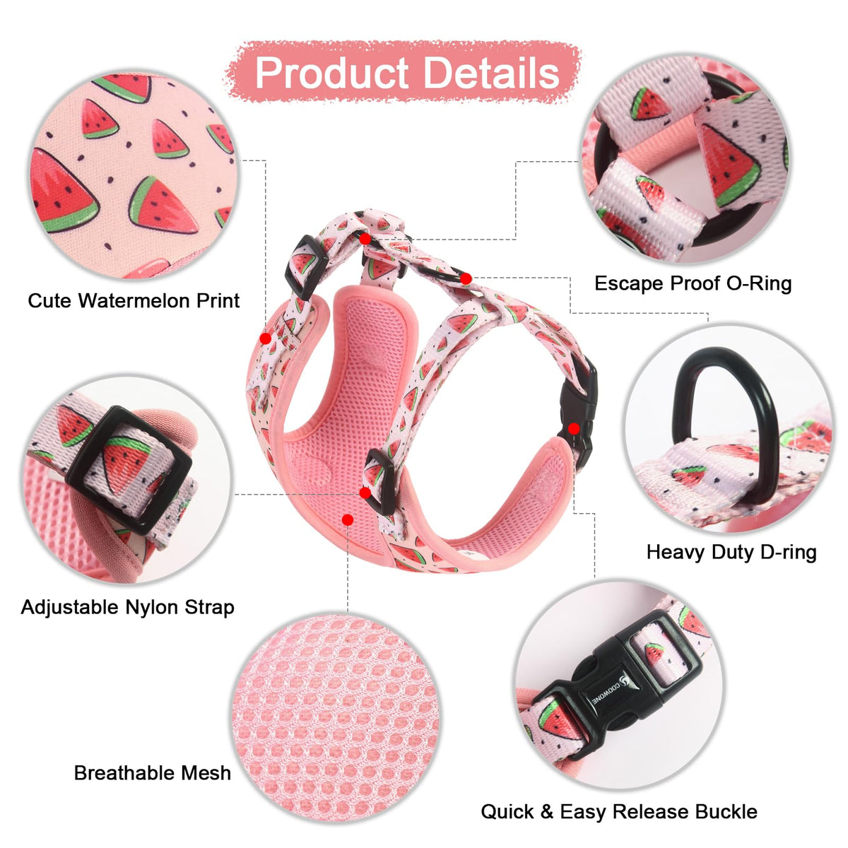 Dog Harness and Leash, Poop Bag Holder 3 Sets, Easy Walk No Pull Adjustable Puppy Cat Vest Harness with Soft Mesh Padded, Pet Supplies for Extra-Small/Small Medium Dogs Kitten