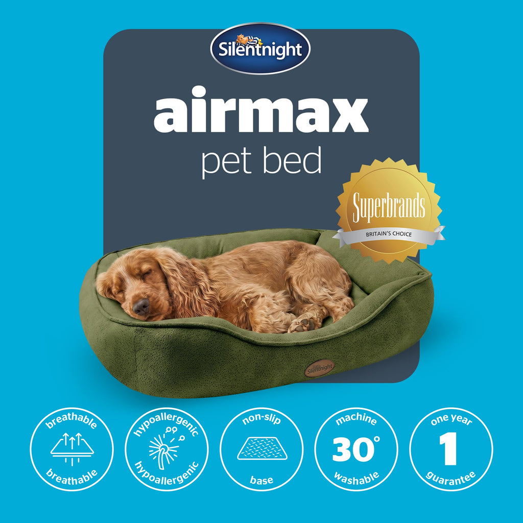 Silentnight Airmax Pet Bed - Comfortable Support for Head & Body - Breathable Prevent Overheating - Reversible Removable Cushion & Non-Slip Base - Easy Clean Machine Washable Dog Bed, Natural, Small