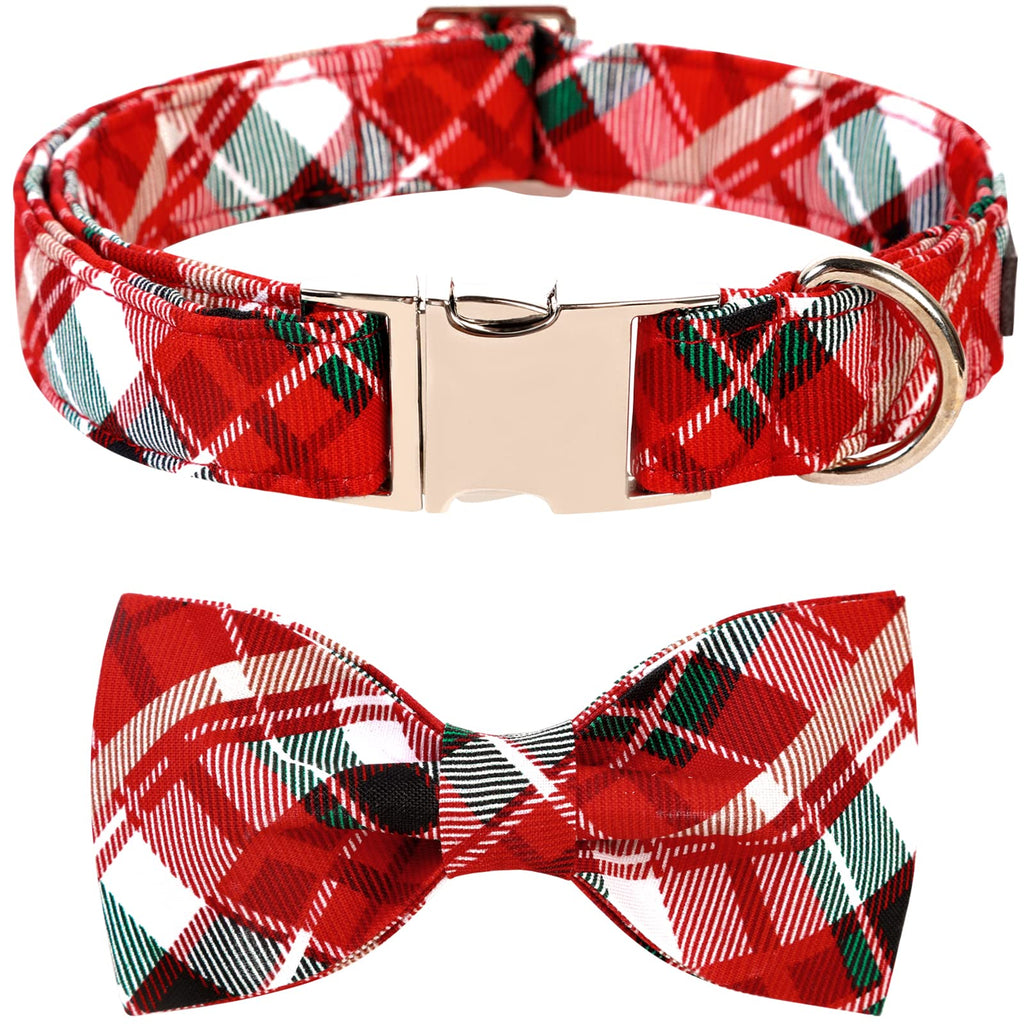 Lionet Paws Cotton Dog Collar with Bowtie, Durable Adjustable and Comfortable Collar for Small Dogs Puppies and Cats, Neck 25-40cm