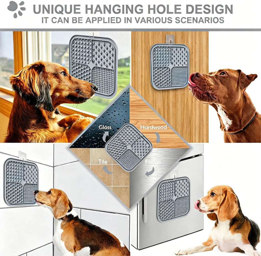 Licking Mat for Dogs & Cats with Suction Cups, 1 Pack Square Silicone Dog Slow Feeder Lick Pat for Anxiety Relief, Dog Toys to Keep Them Busy, Pets Bathing Training Grooming Mat 20 * 20cm