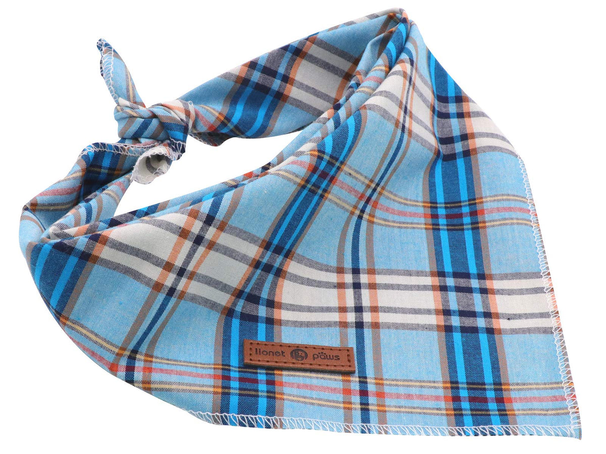 Lionet Paws Dog Bandana for Small Medium Large Dogs, Cat Dog Kerchief Dog Triangle Bibs Scarf for Girl or Boy Blue Dot