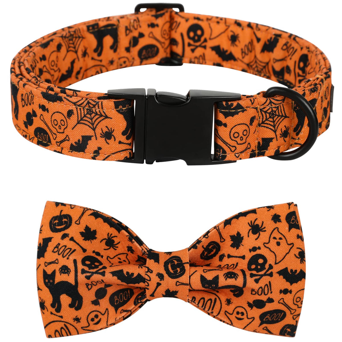 Lionet Paws Cotton Dog Collar with Bowtie, Durable Adjustable and Comfortable Collar for Small Dogs Puppies and Cats, Neck 25-40cm