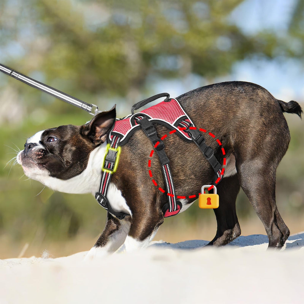 HEELE Dog Harness Escape Proof, Release on Neck, No Pull Reflective Adjustable Vest with Durable Handle, Vest Harness for Outdoor Training Walking, Harness for Medium/Active Dogs, Green, M