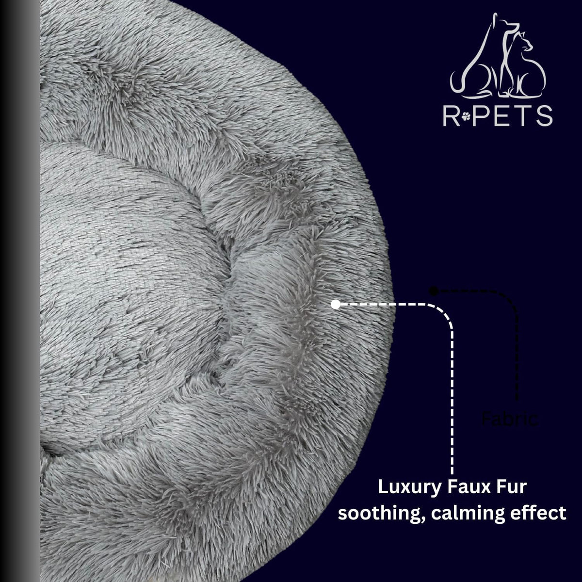 Pet Halo Small Pet Bed Anti-Anxiety Dog Bed Soft Plush Shaggy Calming Cat Bed Non Slip Base Hypoallergenic Machine Washable Joint Support For Small Cats & Dogs 60cm x 60cm x 20cm