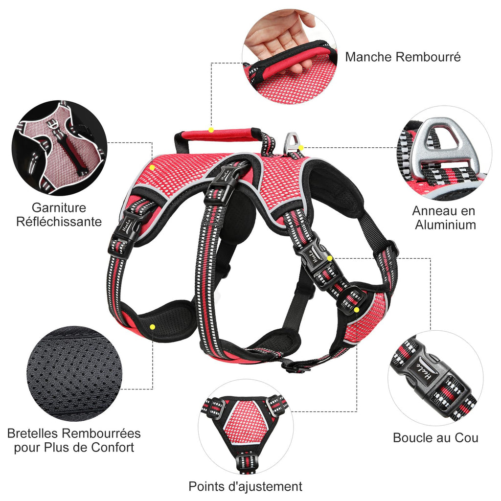 HEELE Dog Harness Escape Proof, Release on Neck, No Pull Reflective Adjustable Vest with Durable Handle, Vest Harness for Outdoor Training Walking, Harness for Medium/Active Dogs, Green, M