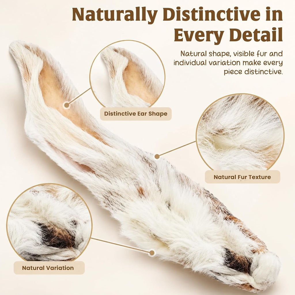 PAWLICIOUS Rabbit Ears with Fur for Dogs 200g, 100% Natural Air-Dried Treat Chew for Dog, Puppy & Senior Healthy & Hypoallergenic Dog Food Grain & Gluten Free Pet Treats