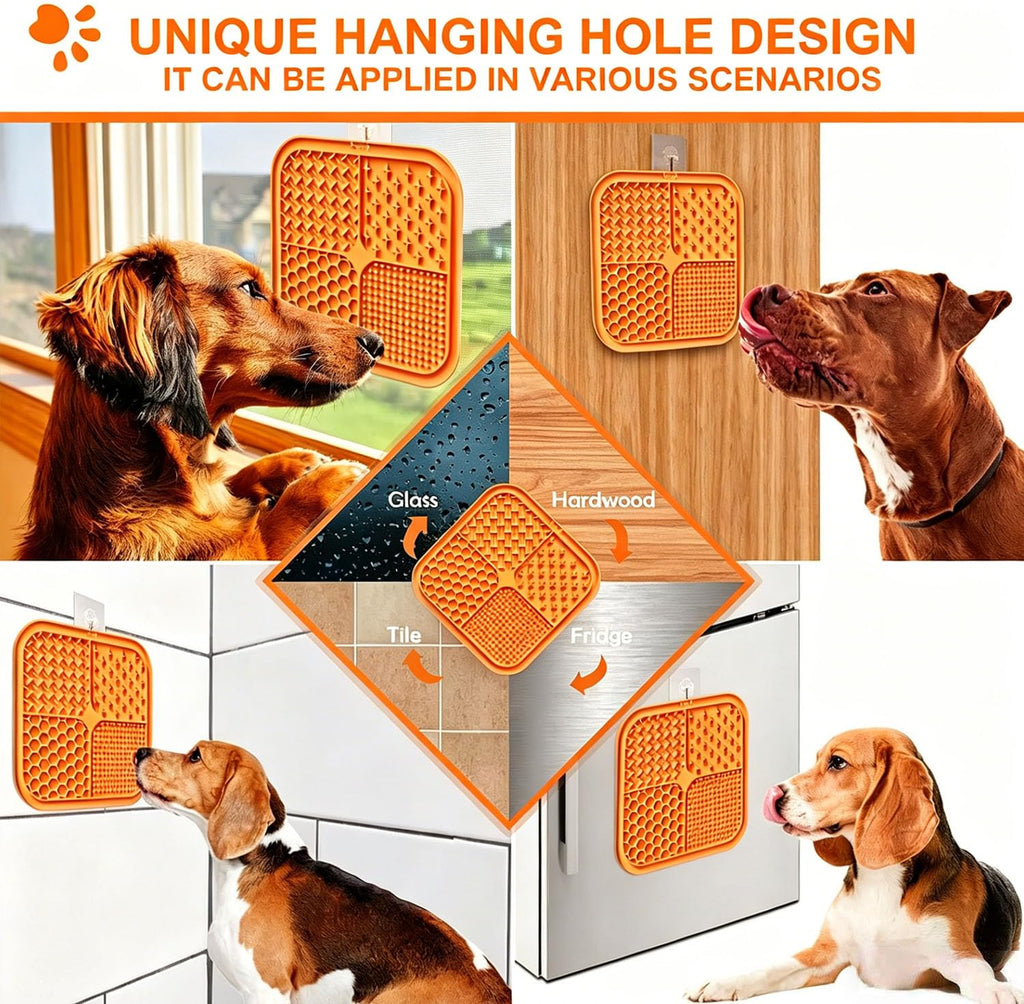 Licking Mat for Dogs & Cats with Suction Cups, 1 Pack Square Silicone Dog Slow Feeder Lick Pat for Anxiety Relief, Dog Toys to Keep Them Busy, Pets Bathing Training Grooming Mat 20 * 20cm