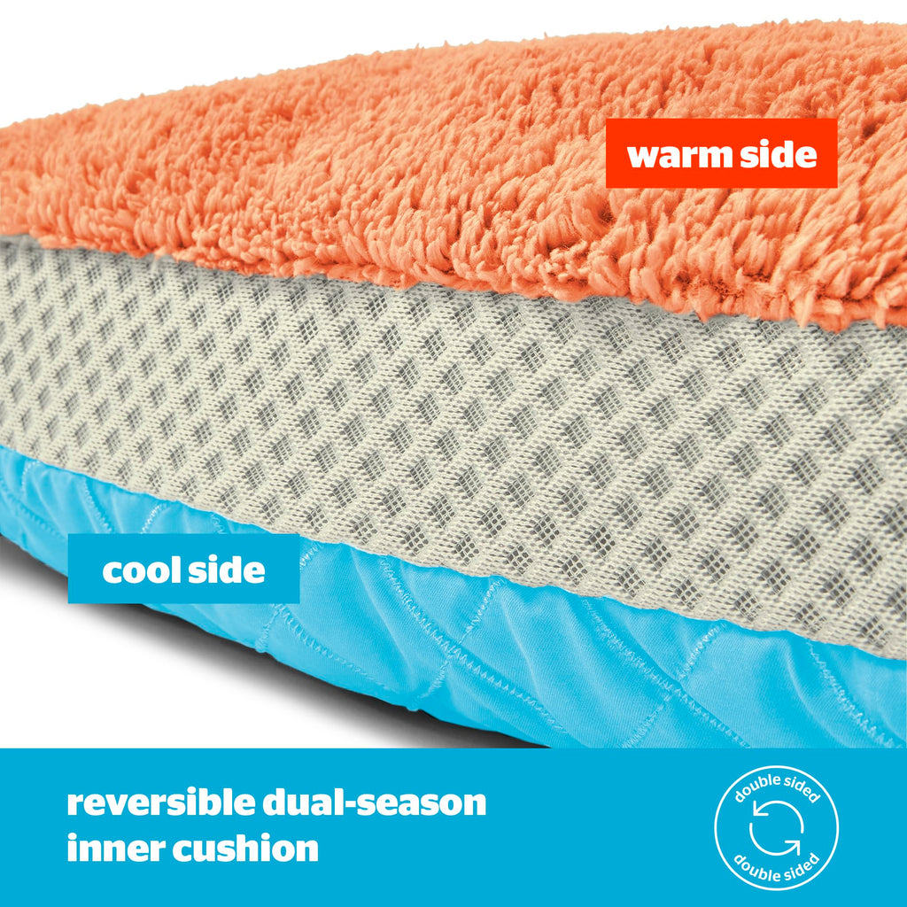 Silentnight Airmax Pet Bed - Comfortable Support for Head & Body - Breathable Prevent Overheating - Reversible Removable Cushion & Non-Slip Base - Easy Clean Machine Washable Dog Bed, Natural, Small