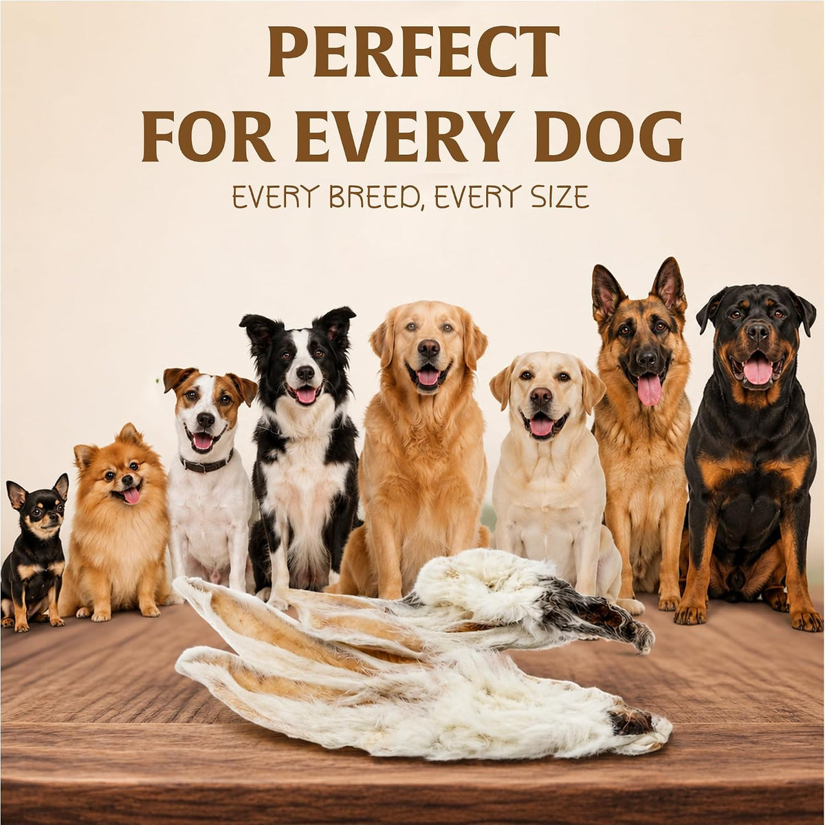 PAWLICIOUS Rabbit Ears with Fur for Dogs 200g, 100% Natural Air-Dried Treat Chew for Dog, Puppy & Senior Healthy & Hypoallergenic Dog Food Grain & Gluten Free Pet Treats