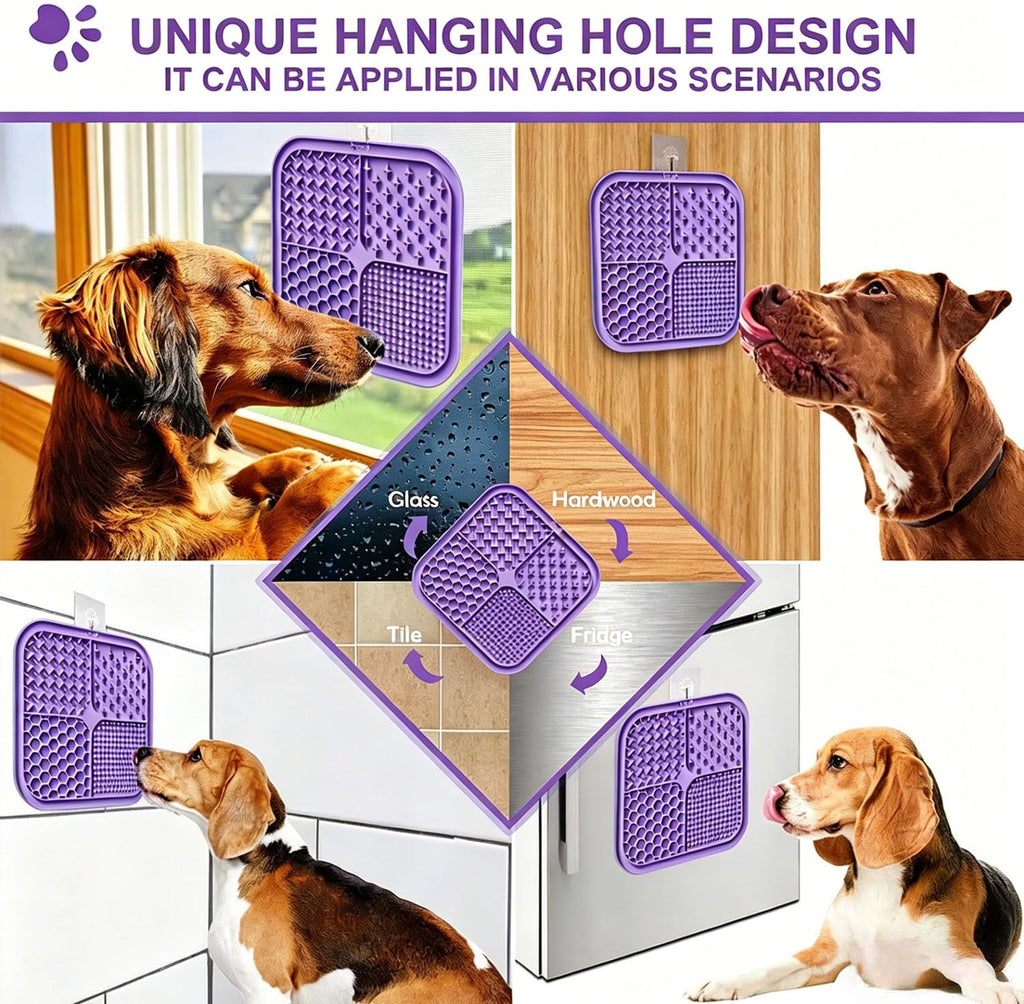 Licking Mat for Dogs & Cats with Suction Cups, 1 Pack Square Silicone Dog Slow Feeder Lick Pat for Anxiety Relief, Dog Toys to Keep Them Busy, Pets Bathing Training Grooming Mat 20 * 20cm
