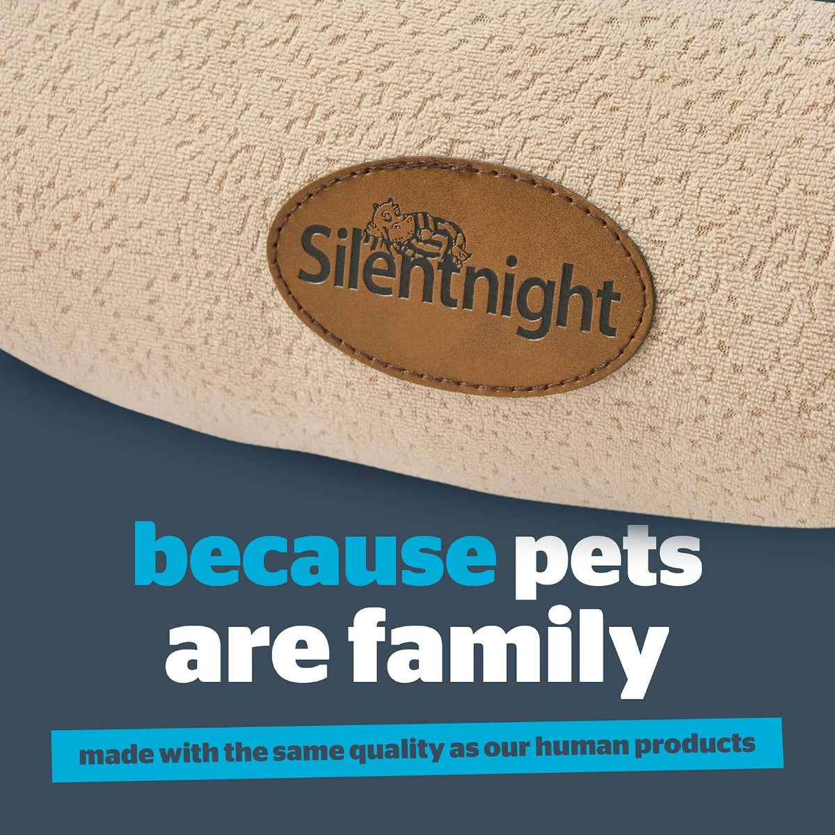Silentnight Airmax Pet Bed - Comfortable Support for Head & Body - Breathable Prevent Overheating - Reversible Removable Cushion & Non-Slip Base - Easy Clean Machine Washable Dog Bed, Natural, Small