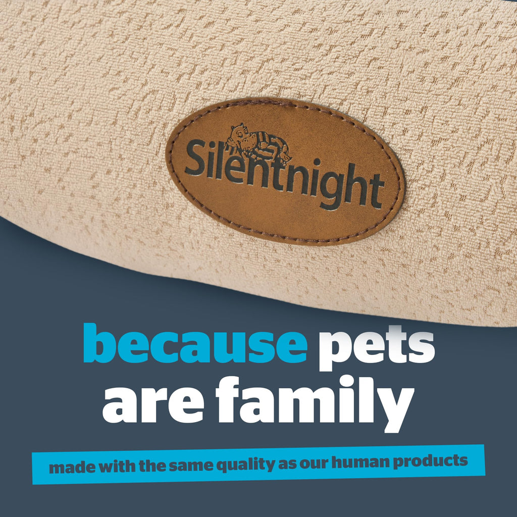 Silentnight Airmax Pet Bed - Comfortable Support for Head & Body - Breathable Prevent Overheating - Reversible Removable Cushion & Non-Slip Base - Easy Clean Machine Washable Dog Bed, Natural, Small